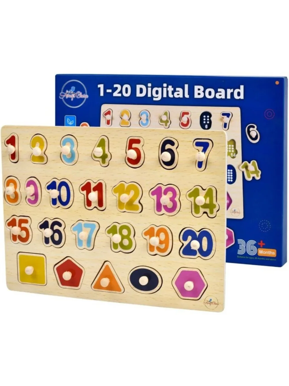 Magnetic Wooden Number & Shape Recognition Puzzle | 13 Colorful Pieces, 36